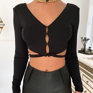 tiger mist long sleeve crop blouse